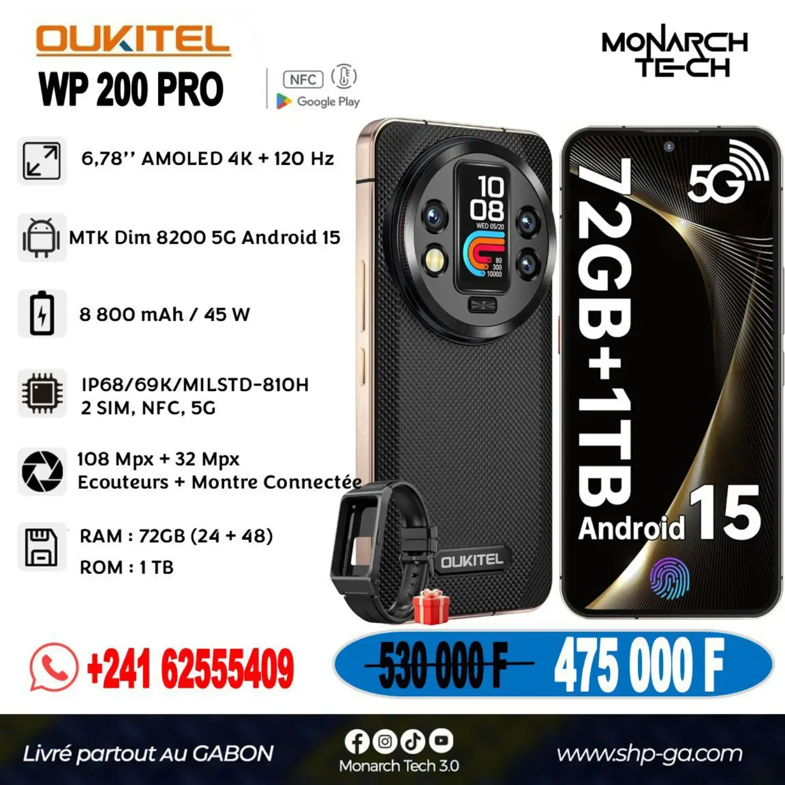 Main Photo - Marketplace | Téléphone Oukitel Wp200 Pro, Petit paris, Libreville, Gabon | Electronics & Media 