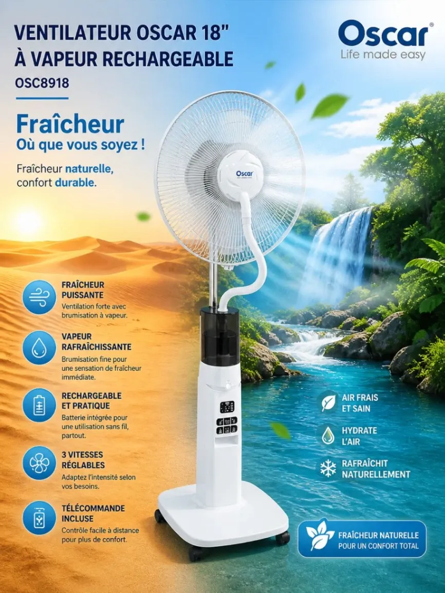 Photo Principale - Petites Annonces | Ventilateur A Vapeur Rechargeable, Akwa, Douala, Cameroun | Maison, aliments et jardin  > Meubles